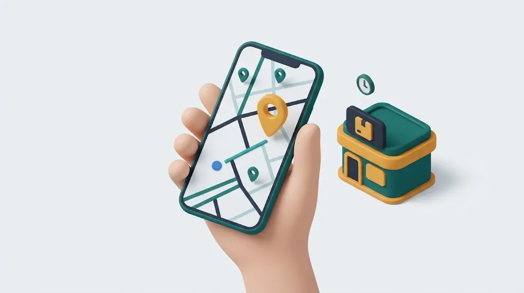 Finding a TCS Express Centre on a phone map with directions