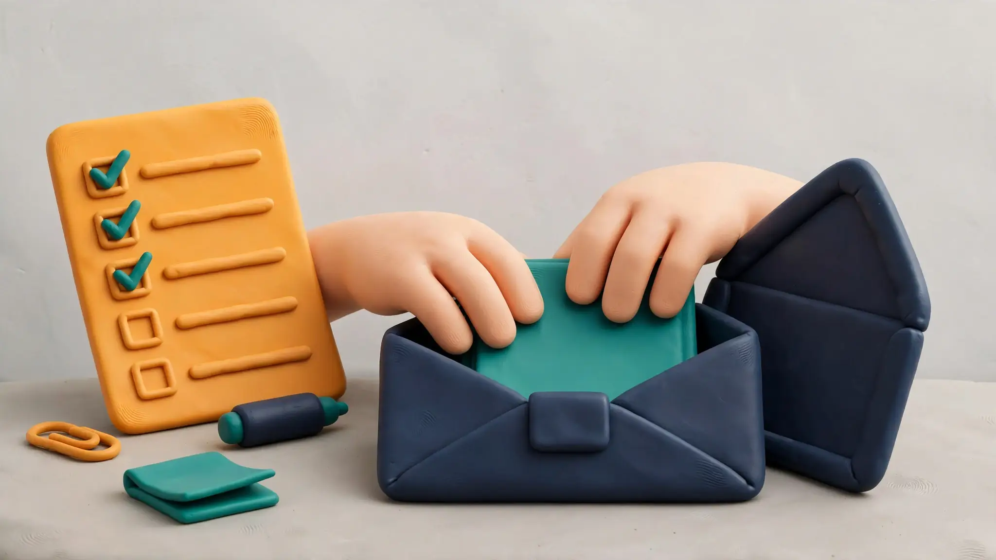 Packing documents into a TCS courier envelope at the counter