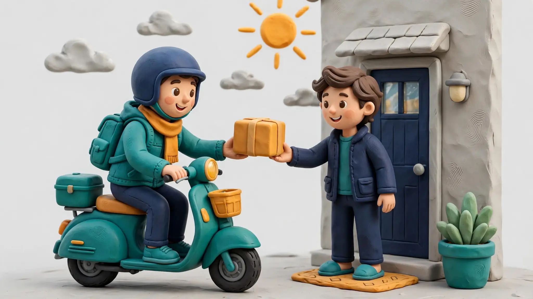 TCS rider delivering parcel at doorstep at the chosen time